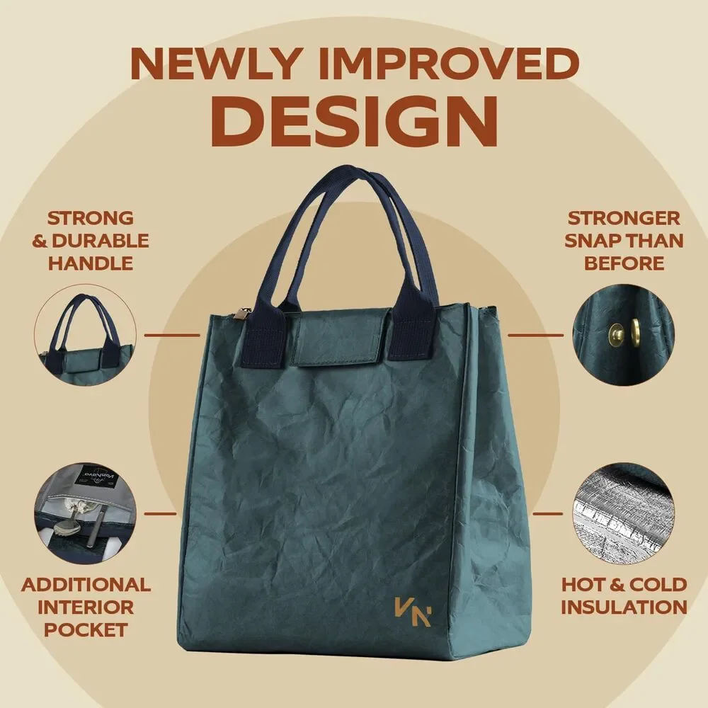 Insulated Lunch Bag Women Tyvek Thermal Tote Leakproof Eco Friendly Spork